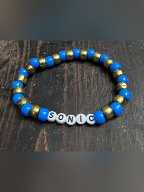 Sonic the Hedgehog 'Sonic' Handmade Beaded Kandi Bracelet
